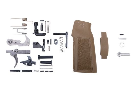 Enhanced AR-15 lower parts kit with Coyote pistol grip.